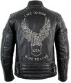 Motorrad Lederjacke im Antik Retro Used Look Adler Prägung Bikerjacke Motorrad