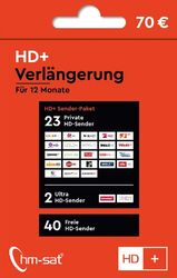 HD+ Plus Verlängerung 12 Monate für Karte HD01 HD02 HD03 HD04 Sender Astra HD TV