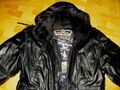 All American Herren Jacke Mantel Echtleder Daunen schwarz Gr. 50-52 NEU