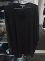 Tunika - T-Shirt, oversized, V-Ausschnitt, Ulla Popken, 62/64, schwarz