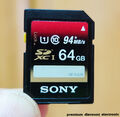 Sony 64 GB SDXC Karte SDHC SD Speicherkarte 94 MB/s UHS-I SF-64UX