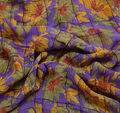 Sushila Vintage Lila Sari 100 % reine Georgette-Seide, bedruckter...