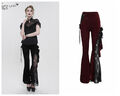 Eva Lady Women Black Gothic Vintage Lace Flower Long Flared Trousers Slim Pants