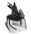 Mini-Hexenhut Satin schwarz an Haarreif Damen Halloween Karneval Fasching