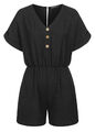 Damen Cloud5ive Overall Jumpsuit Umschlagärmel Knöpfe schwarz B23056029