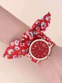 Armbanduhr Velvet Strap Quarzuhr Modeschmuck Rot Uhren Damen Mädchen Geschenk