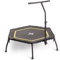 SportPlus Fitness Trampolin für zuhause, mit Haltestange, Gelb