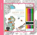 Kreativ-Set Farbe rein, Stress raus: Inspiration Happy Zen: 50 fröhliche Motive 