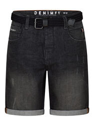 DENIMFY Jeans Shorts Herren mit Gürtel Stretch Kurz Regular Fit DFBo Kurze HosenBlau Schwarz - 31 32 33 34 36 38 40 42