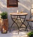 Garten Tisch aus Metall & Holz, Antik Design, Balkon Terrasse Klapp Möbel