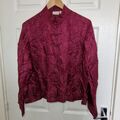 East Bluse UK 16 lila burgundisch orientalische Tunika Shirt Seidenmischung chinesische Blumen
