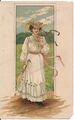 alte Damen-Mode Prägekarte Fröhliche Pfingsten, gel 1906, 2 Pfen.