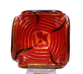 Murano Barovier - Toso  rote a Graffito Schale mit Goldpuder OG-976