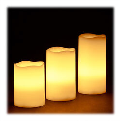 LED Kerzen Echtwachs Elektrokerzen 3er Set flammenlos flackernd Weihnachtskerzen