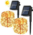 [2 Stück] Solar Lichterkette Aussen, Brizlabs 14M 120 LED Außen Lichterkette Kup