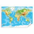 Postereck 0848 Poster Leinwand Detaillierte Weltkarte, Hauptstädte Länder