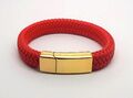 24k Vergoldet Rot Geflochten Leder Einäscherung Urne Asche Armband Armreif Graviert