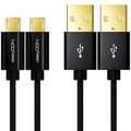 deleyCON 2x 1m Micro USB Kabel Nylon Ladekabel Datenkabel Sync PC Handy Tablet