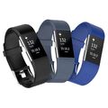 3x Ersatz Armband für Fitbit Charge 2 Fitness Tracker Schwarz-Dunkelgrau-Blau 