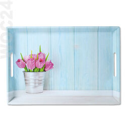 50 x 35 Kunststoff Melamin Serviertablett Frühstückstablett Tablett Tulpen Blume