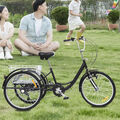 24 Zoll Dreirad für Erwachsene 3 Räder Fahrrad 6 Gänge Tricycle Schwarz mit Körb