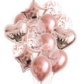 Luftballons Rose Herzen Sterne Konfetti Party Geburtstag Deko Helium Folien Set