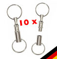 10 + 1 x Schlüsselanhänger teilbar Doppel Schlüsselring Schnellverschluss Metall