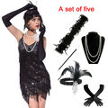 5pcs Set Damen 1920'S Charleston Gatsby Fancy Dress Zubehör Flapper Kostüm