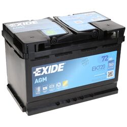 Exide EK720 AGM Start Stopp Autobatterie Starterbatterie 12V 72Ah 760A EN