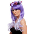 Tag der Toten Perücke mit Rosen für Frauen Violett Kostüm-Zubehör La Catrina