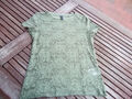 Jean Pascale süßes Spitzen T-Shirt Bluse Tunika grün khaki Stretch XS 34/36