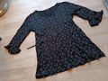 EDLE Paisley Tunika Bluse S M L 38 40 Viskose Schwarz Weiß Babydollshirt Rüschen