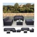 Poly-Rattan-Garnitur MCW-D24, Garten-/Lounge-Set Sofa ~ anthrazit, Polster dunkelgrau