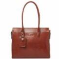 Castelijn & Beerens Ellen Schultertasche Leder 40 cm Laptopfach cognac