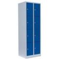 LÜLLMANN Schließfachschrank lichtgrau, enzianblau 520421, 8 Schließfächer 60,0 x 50,0 x 180,0 cm