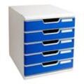 Exacompta Schubladenbox Modulo blau 301003D, DIN A4 mit 5 Schubladen