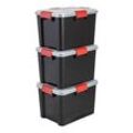 3 IRIS Ohyama AT-SD BkR/C/D.Red Aufbewahrungsboxen 3x 20,0 l schwarz, transparent, rot 29,0 x 39,0 x 26,0 cm