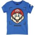 Super Mario T-Shirt SUPER MARIO Face Kinder T-Shirt blau Jungen + Mädchen Gr.110/116 122/128 134/140 170/176 5 6 7 8 9 10 11 12 13 14 15 16 Jahre