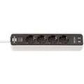 Steckdosenleiste Brennenstuhl Ecolor, 4-fach, 2 x USB, IP20, Kindersicherung, 2100 mA, Kunststoff, weiß/schwarz