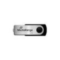 USB Stick MediaRange Serie MR, 64 GB, USB 2.0, Drehkappengehäuse, B 11 x T 11 x H 56 mm, schwarz-silber