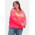 Große Größen: Sweatshirt mit Neon-Frontprint, reine Baumwolle, pink, Gr.44