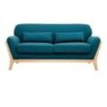 Sofa skandinavisch 2 Plätze blaugrüner Stoff YOKO
