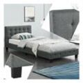 Juskys Polsterbett Manresa 90 x 200 cm - Bett mit Lattenrost und Kopfteil - Grau
