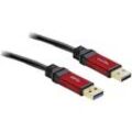 Delock USB-Kabel USB 3.2 Gen1 (USB 3.0 / USB 3.1 Gen1) USB-A Stecker, USB-A Stecker 5.00 m Rot, Schwarz vergoldete Steckkontakte, UL-zertifiziert 82747