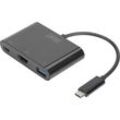 Digitus DA-70855 HDMI / USB Adapter [1x USB-C® Stecker - 1x HDMI-Buchse, USB 3.2 Gen 1 Buchse A (USB 3.0), USB-C® Buchse] Schwarz 15.00 cm