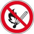 Verbotsschild Keine offene Flamme, Feuer, offene Zündquelle und Rauchen verboten Folie selbstklebend (Ø) 400 mm ISO 7010 1 St.