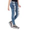 Cipo & Baxx Slim-fit-Jeans mit Glitzer-Elementen im Slim-Fit, blau