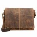 Greenburry Vintage Messenger Umhängetasche Leder 33 cm brown