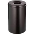 Abfallsammler, für den Innen- & Außenbereich, Volumen 15 l, selbstlöschender Deckel, Ø 255 x H 300 mm, Metall, schwarz/schwarz