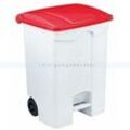 Treteimer Orgavente CONTITOP MOBILE weiß-rot 70 L aus Polyethylen, mit großen Rädern u. HACCP-Empfehlungen